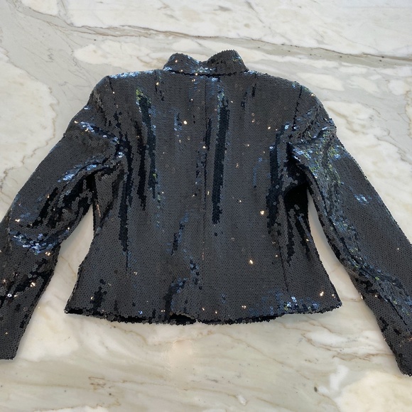 AKRIS BLACK FLORAL SEQUINS EVENING CROPPED JACKET FR 38 / US 6 NOWTS! - Picture 9 of 17